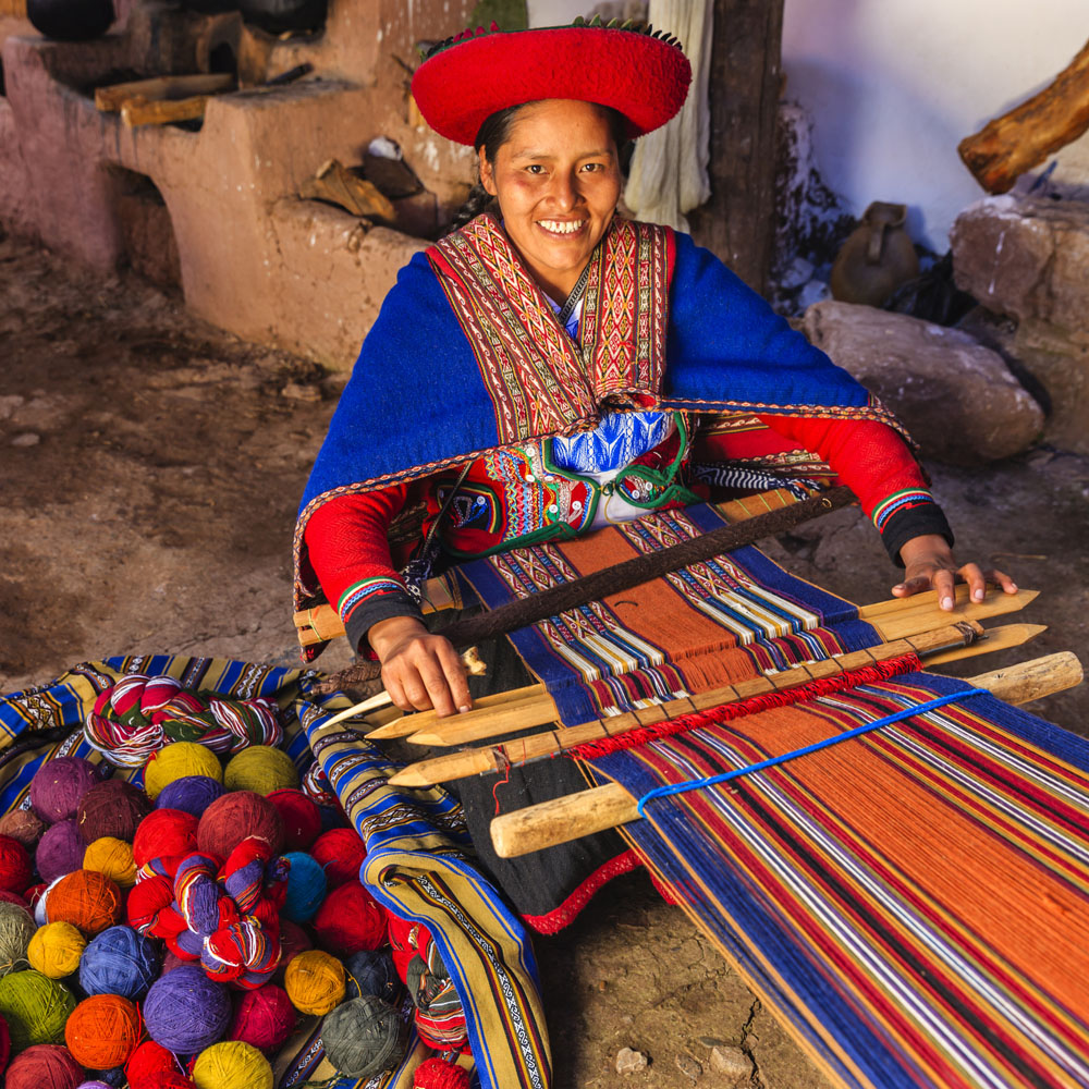Peruvian woman weaving