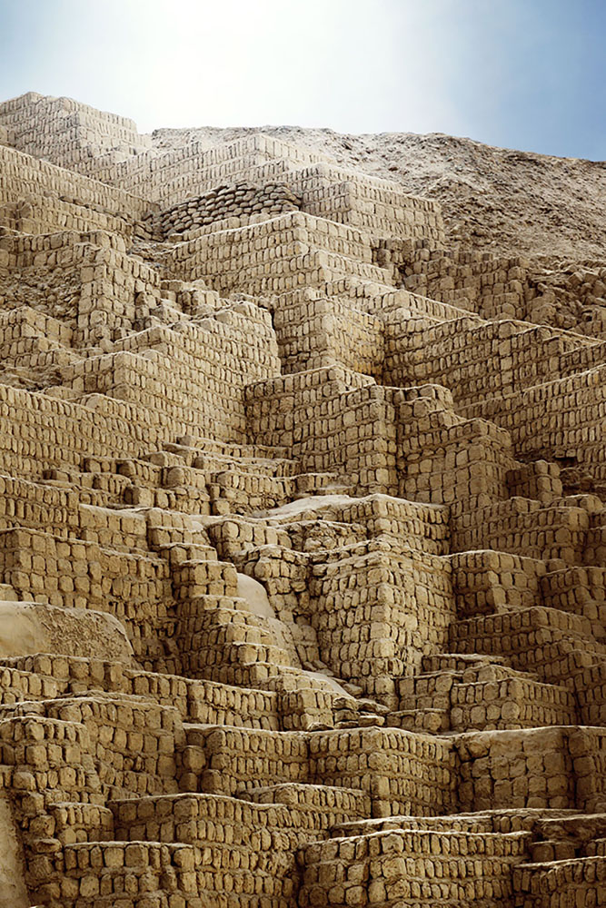 The great adobe and clay pyramid Huaca Pucllana in Lima, Peru