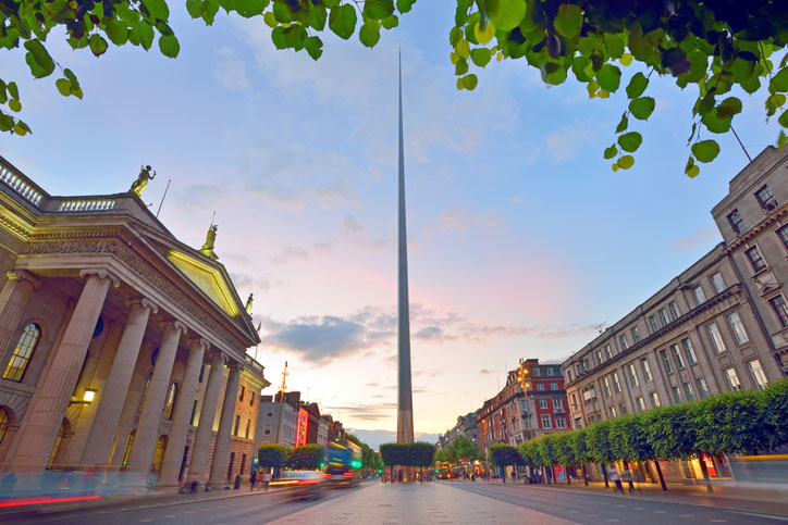 Dublin, Ireland center symbol - spire and General Post Office