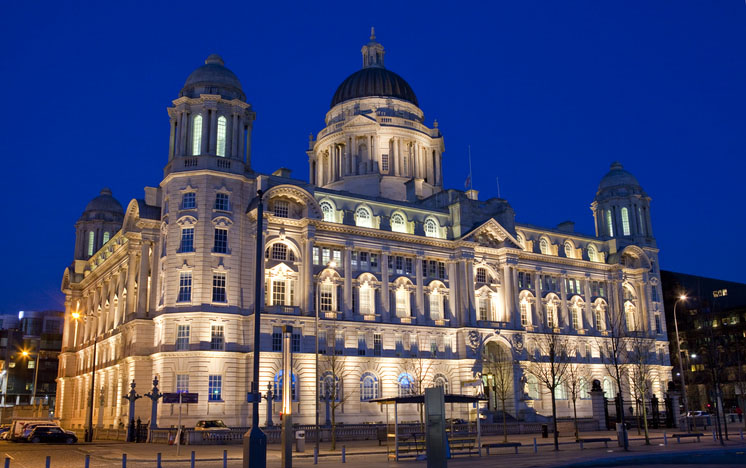 Port of Liverpool Building in the evening