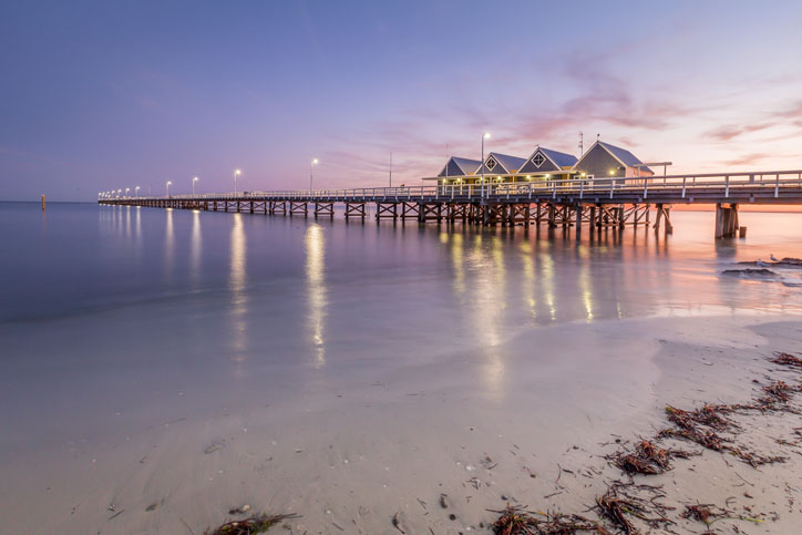 Busselton Jetty in Busselton, Australia at sunrise
