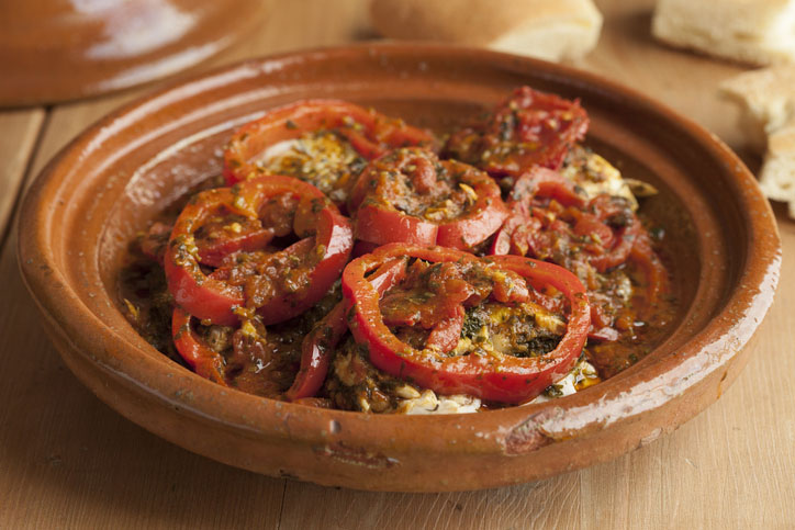Moroccan fish tagine with chermoula and red peppers