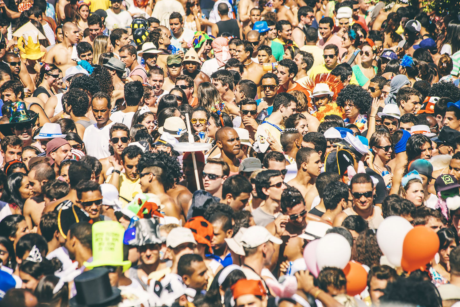 A crowded street in Rio de Janeiro during Carnival.