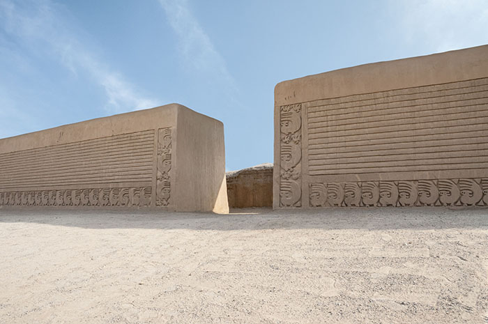 The walls built to protect the ancient city of Chan Chan