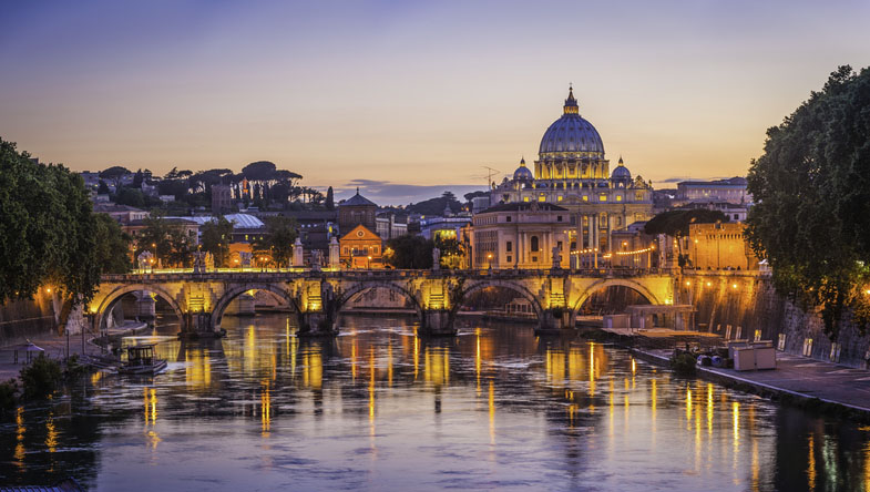 St. Peter's Basilica at sunset.