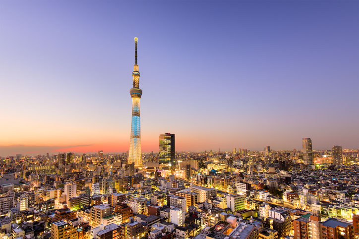 Tokyo City Skyline highlighted by Tokyo Skytree