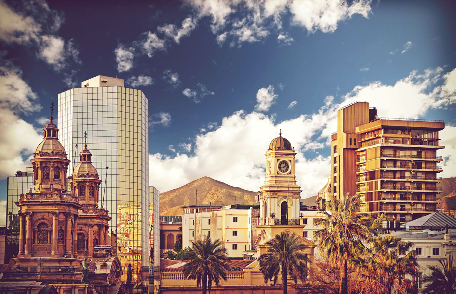 The diverse architecture of Santiago, Chile on a nice day