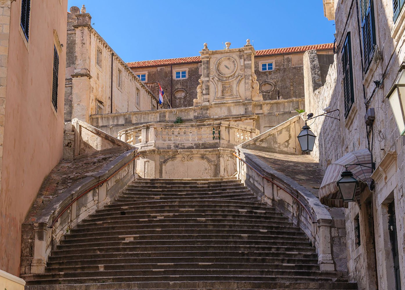 A staircase leading to the Jesuit Church of St. Ignatius Loyola in Dubrovnik