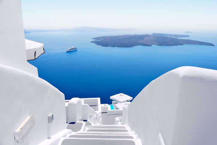 White wash staircases on Santorini