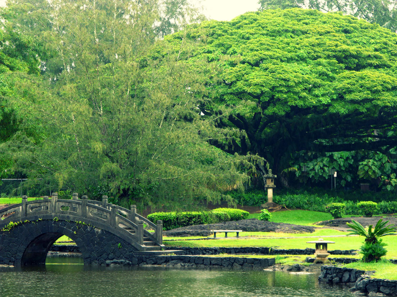 The Japanese gardens at Liliu'okalani Gardens in Hilo