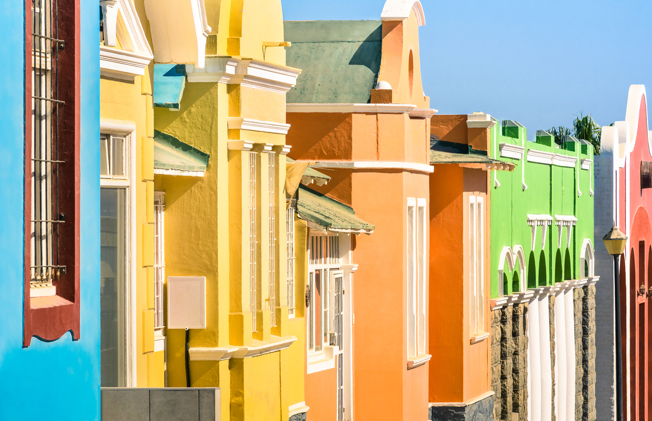 Detail of colorful houses in Luderitz, Namibia