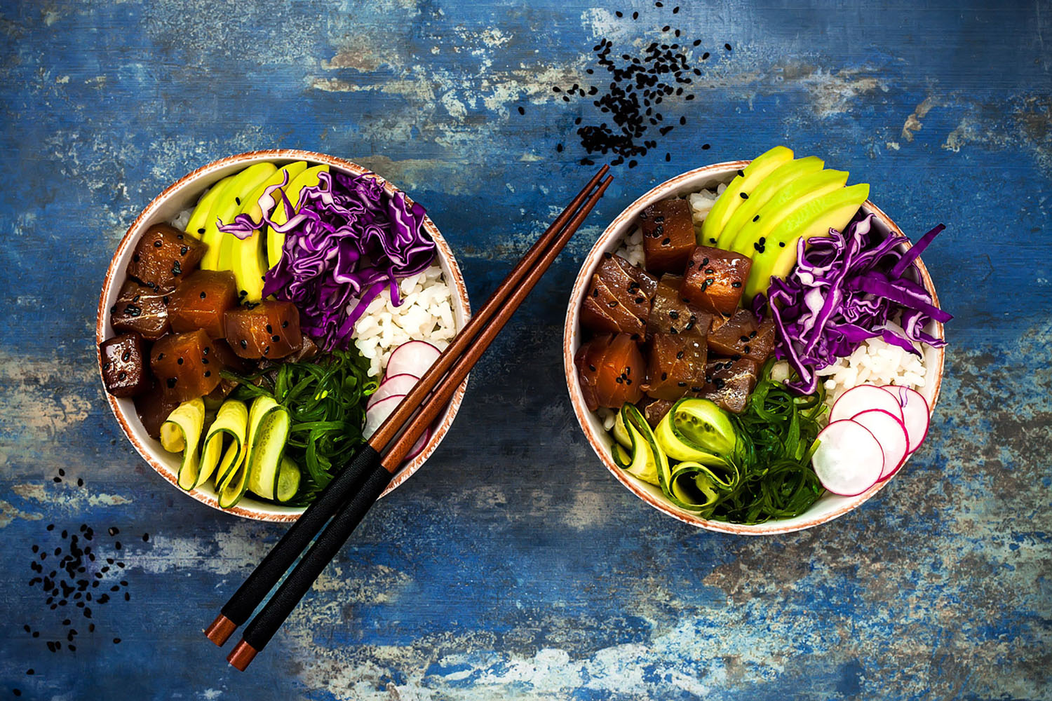 Two bowls of poke—a Hawaiian favorite