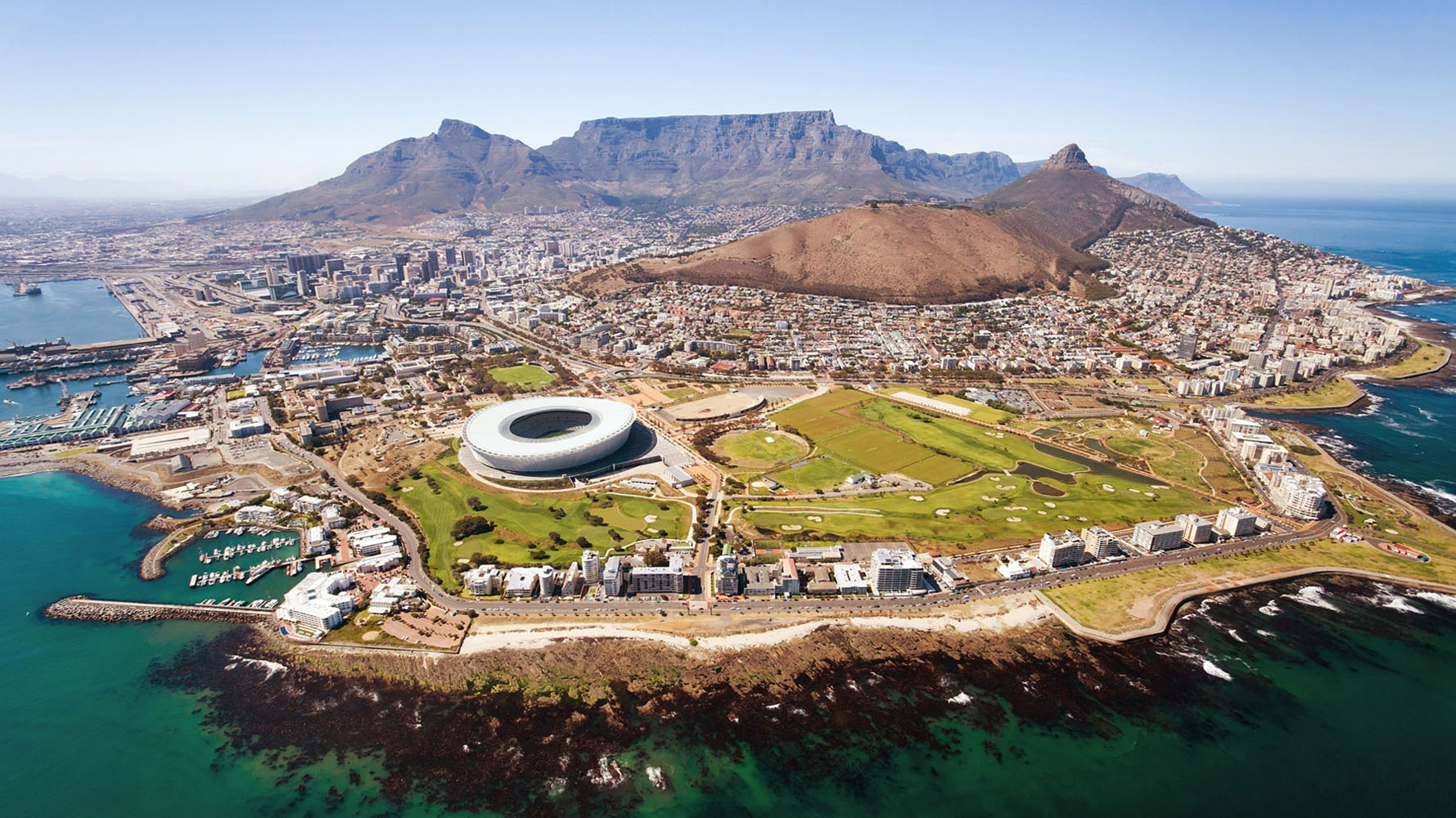 An aerial view of Cape Town, South Africa.