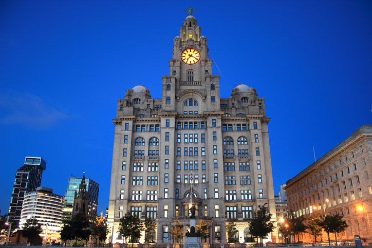 Royal Liver Building in the evening
