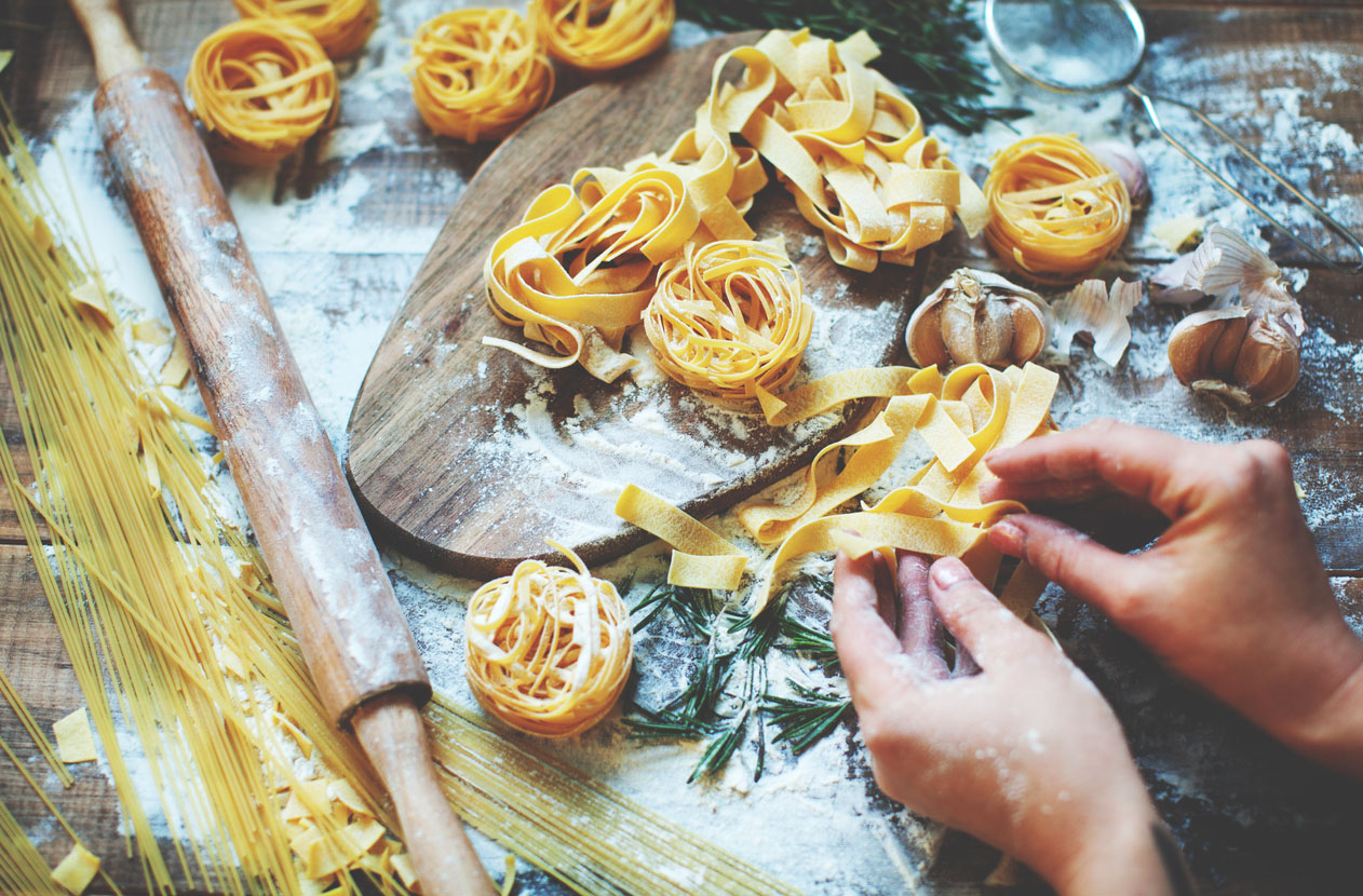 A person making pasta