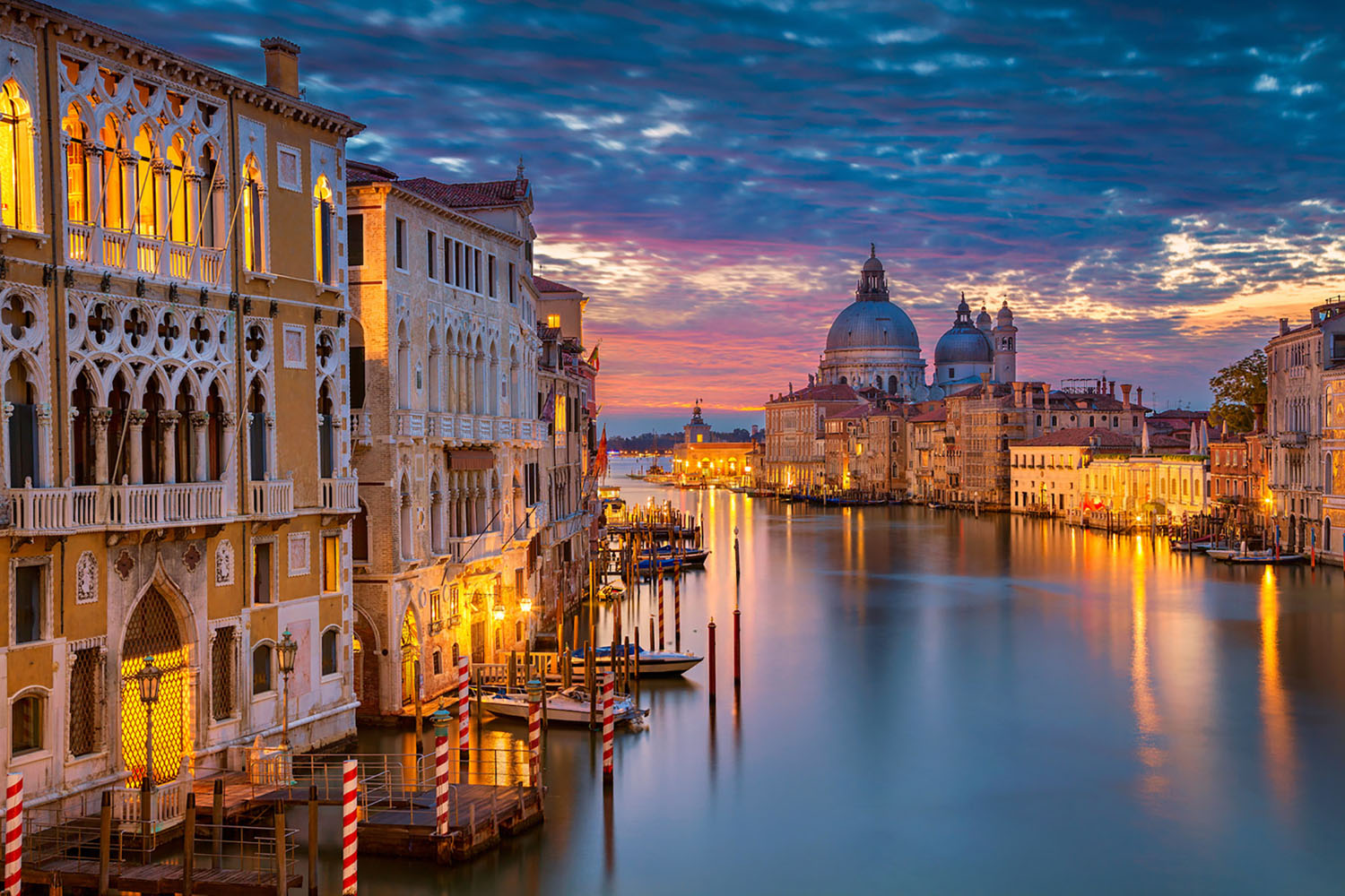 Venice's Grand Canal at dusk.