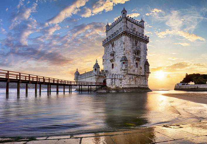 The Belem Tower at sunset
