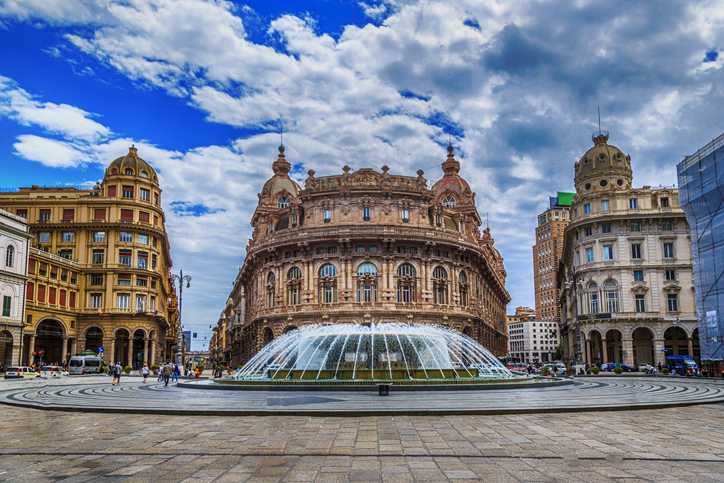 Piazza De Ferrari main square in Genoa Italy