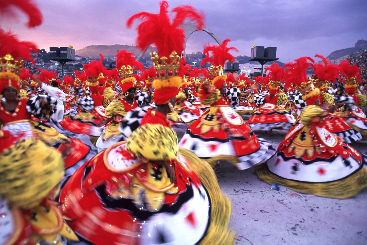 Samba dancers twirl at Carnival in Rio.