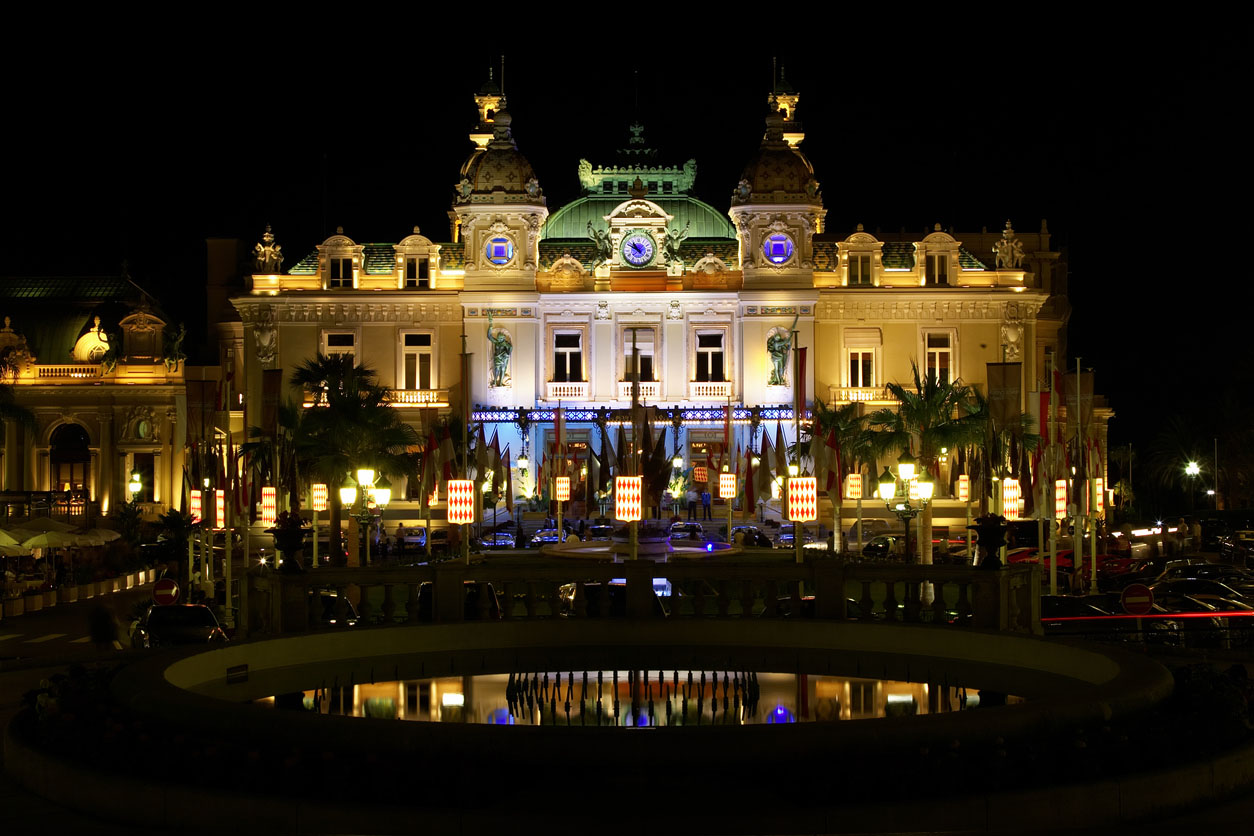 Monaco, Monte Carlo Casino at night
