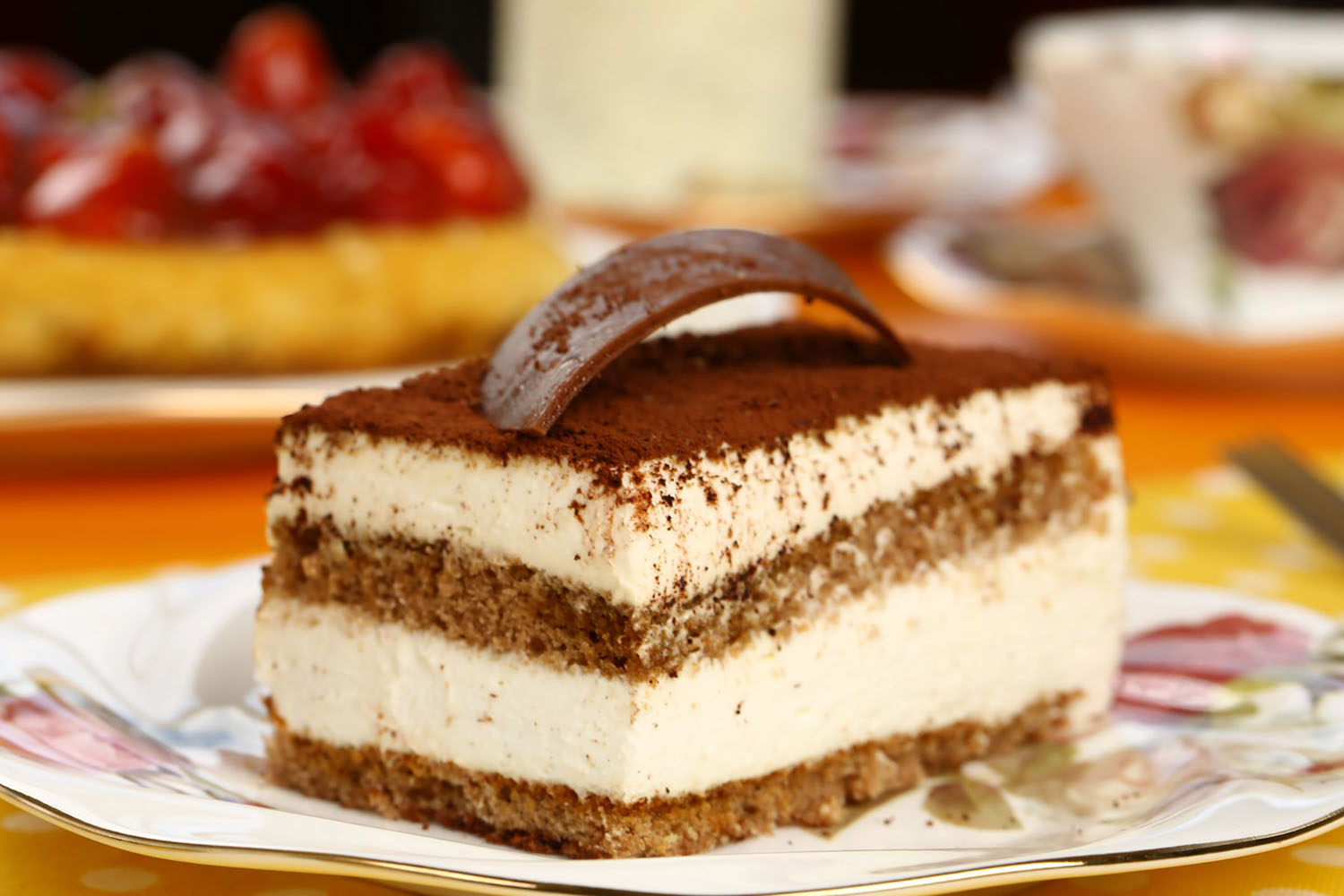 Tiramisu dessert and coffee cup