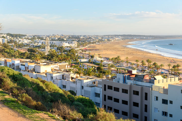 A beach view in Agadir city, Morocco