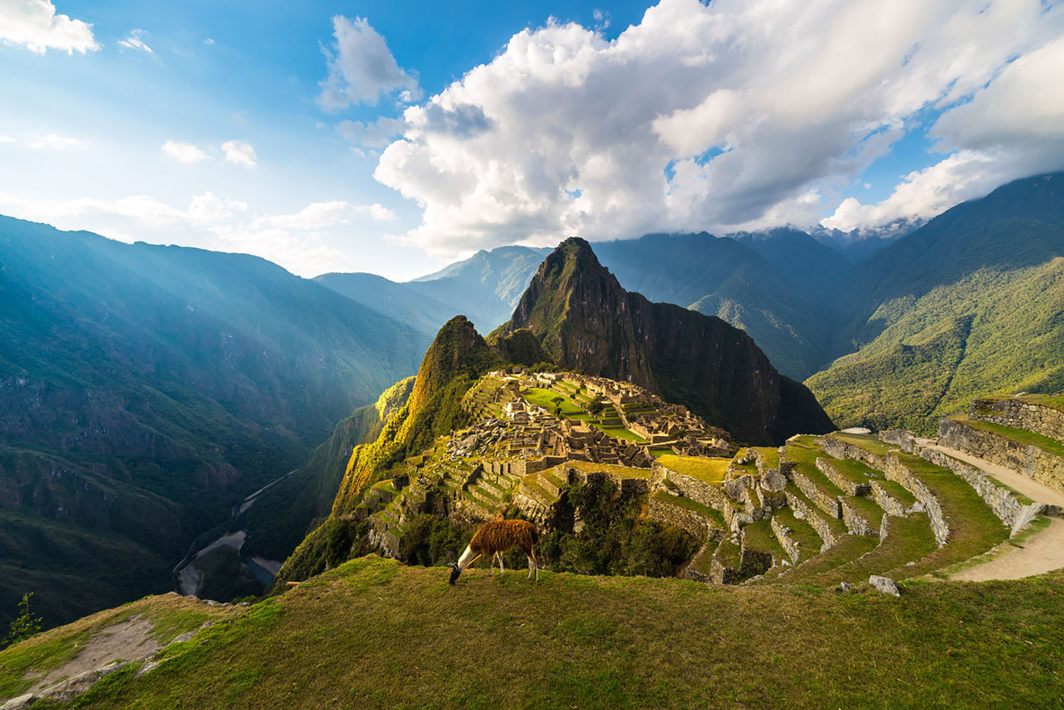 Machu Picchu on a warm sunny afternoon.