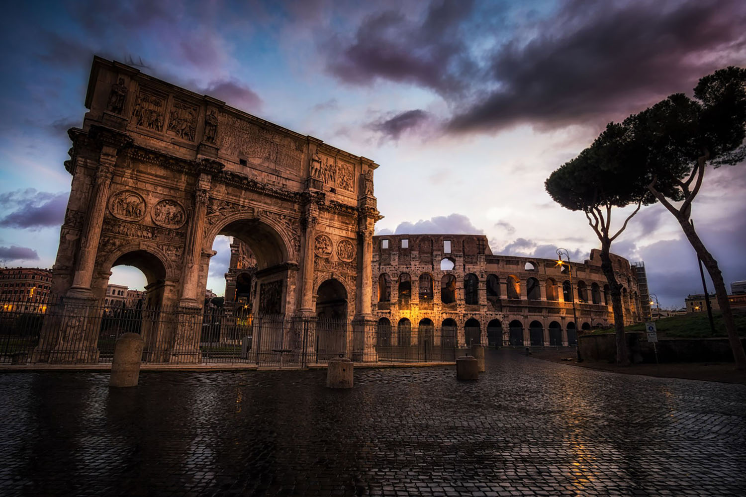 Rome, Italy, at night.