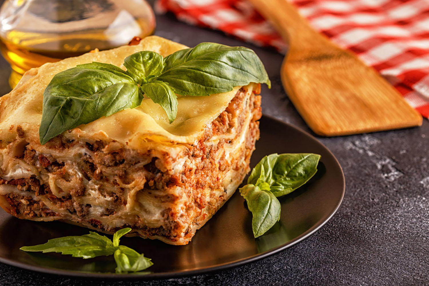 Vincisgrassi made with minced beef bolognese sauce and bechamel sauce