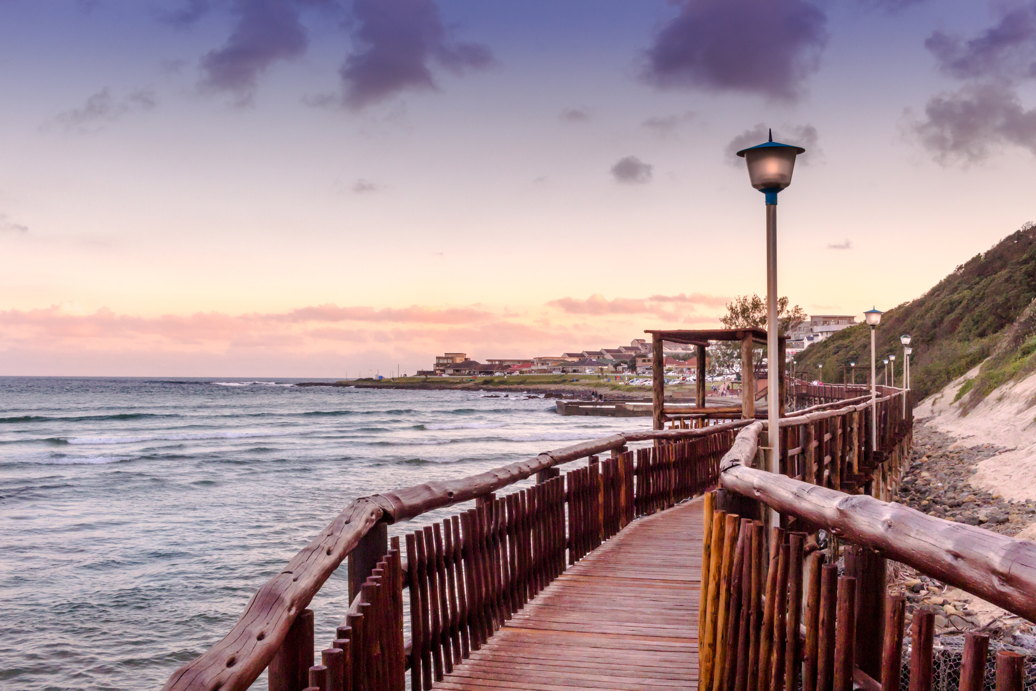 Boardwalk leads past beach and sea in Gonubie