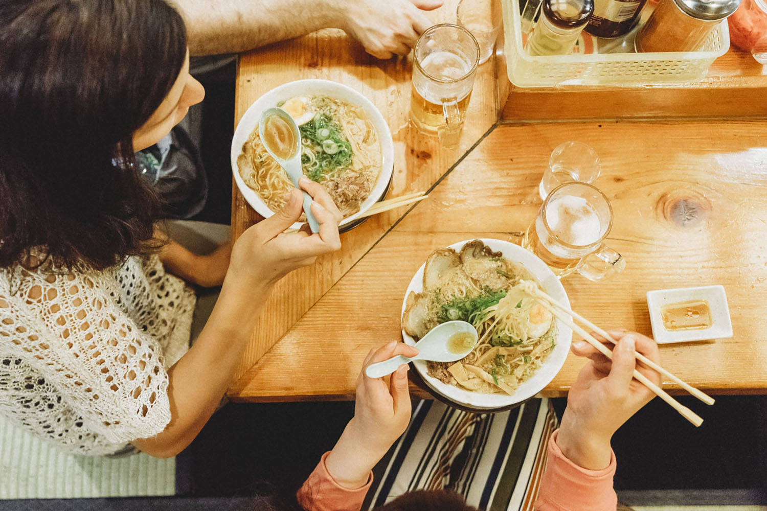 Friends gather for ramen