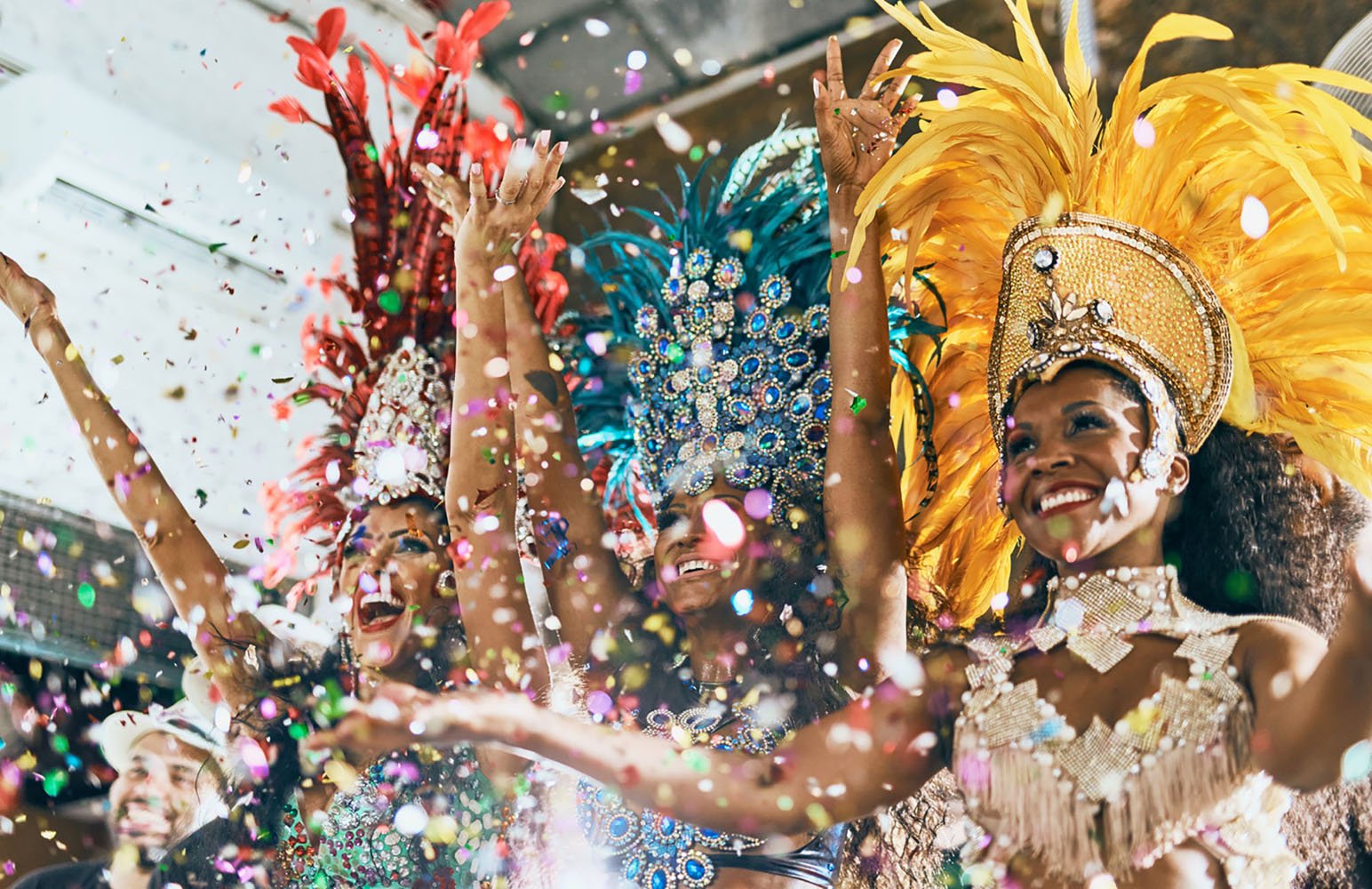Samba dancers perform during a carnival
