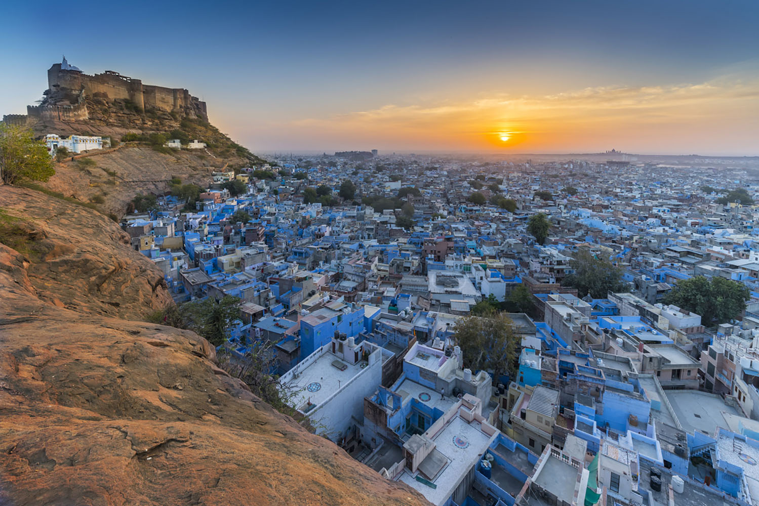 Mehrangarh Fort in The Blue City, Jodhpur. Rajasthan, India