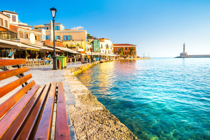 View of the old port of Chania, Crete, Greece
