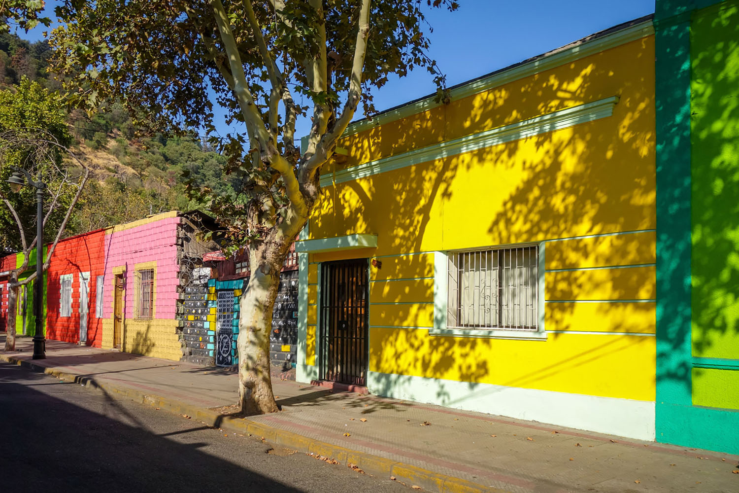 The colorful streets of Bellavista in Santiago, Chile