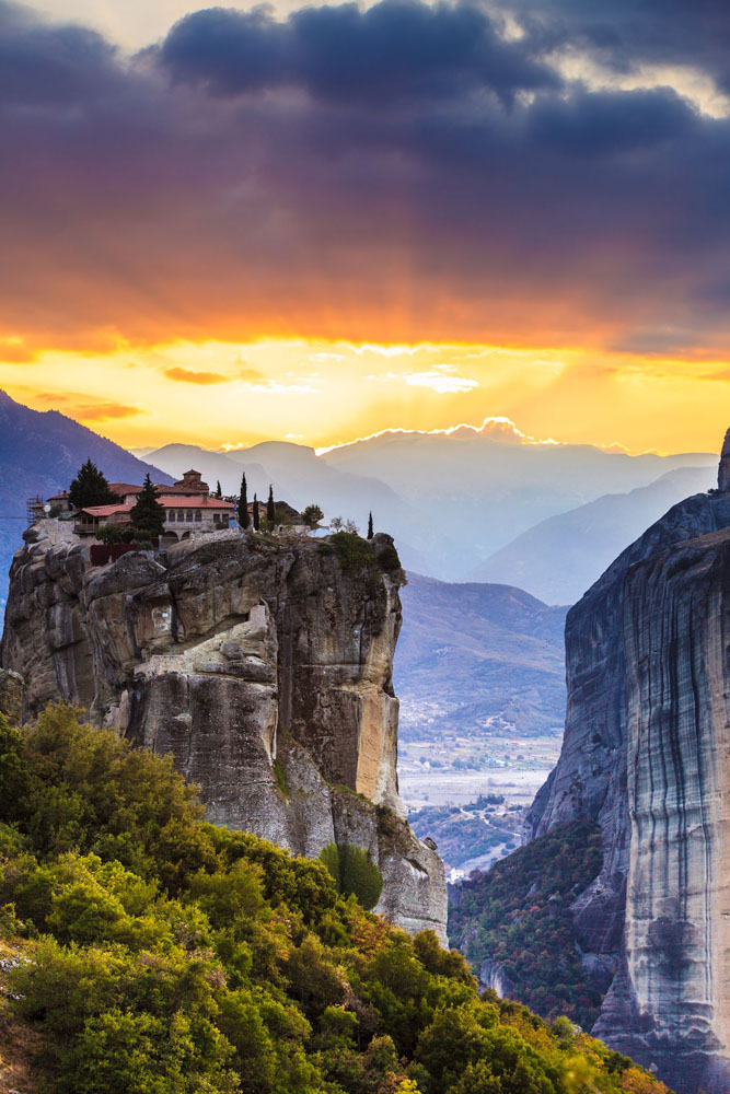 Monastery of the Holy Trinity on cliff in Meteora, Greece
