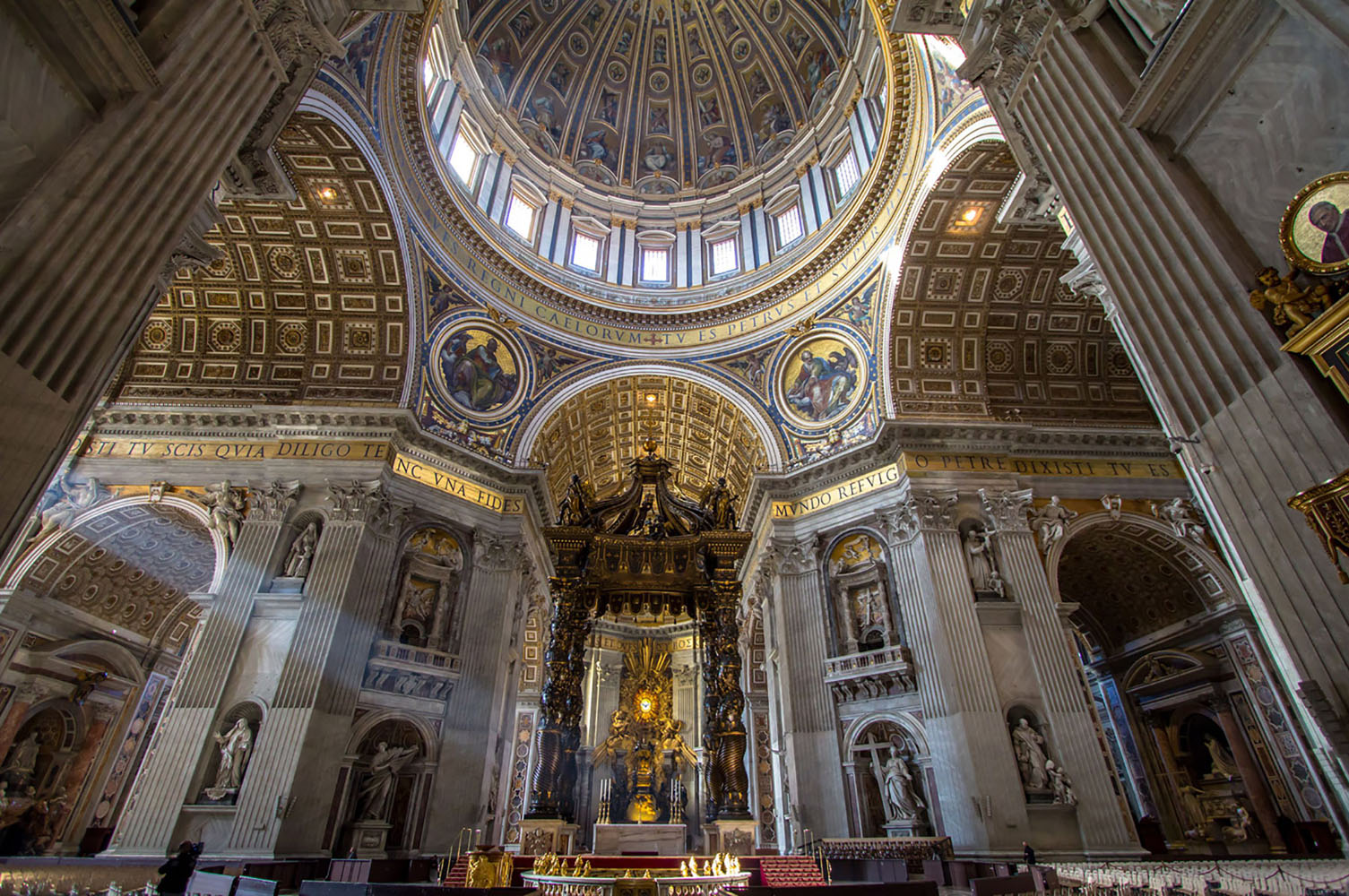 The gorgeous interior of St. Peter's Basilica in Italy.