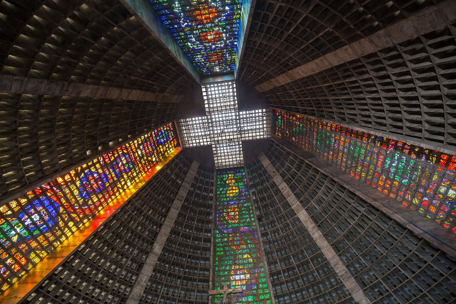 The stained-glass windows of the Metropolitan Cathedral of Saint Sebastian in Rio de Janeiro