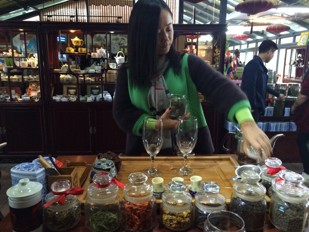 A tea ceremony above the Yu Garden in Shanghai
