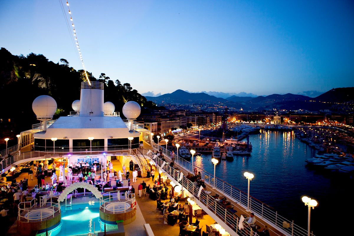A White Night party on an Azamara cruise ship