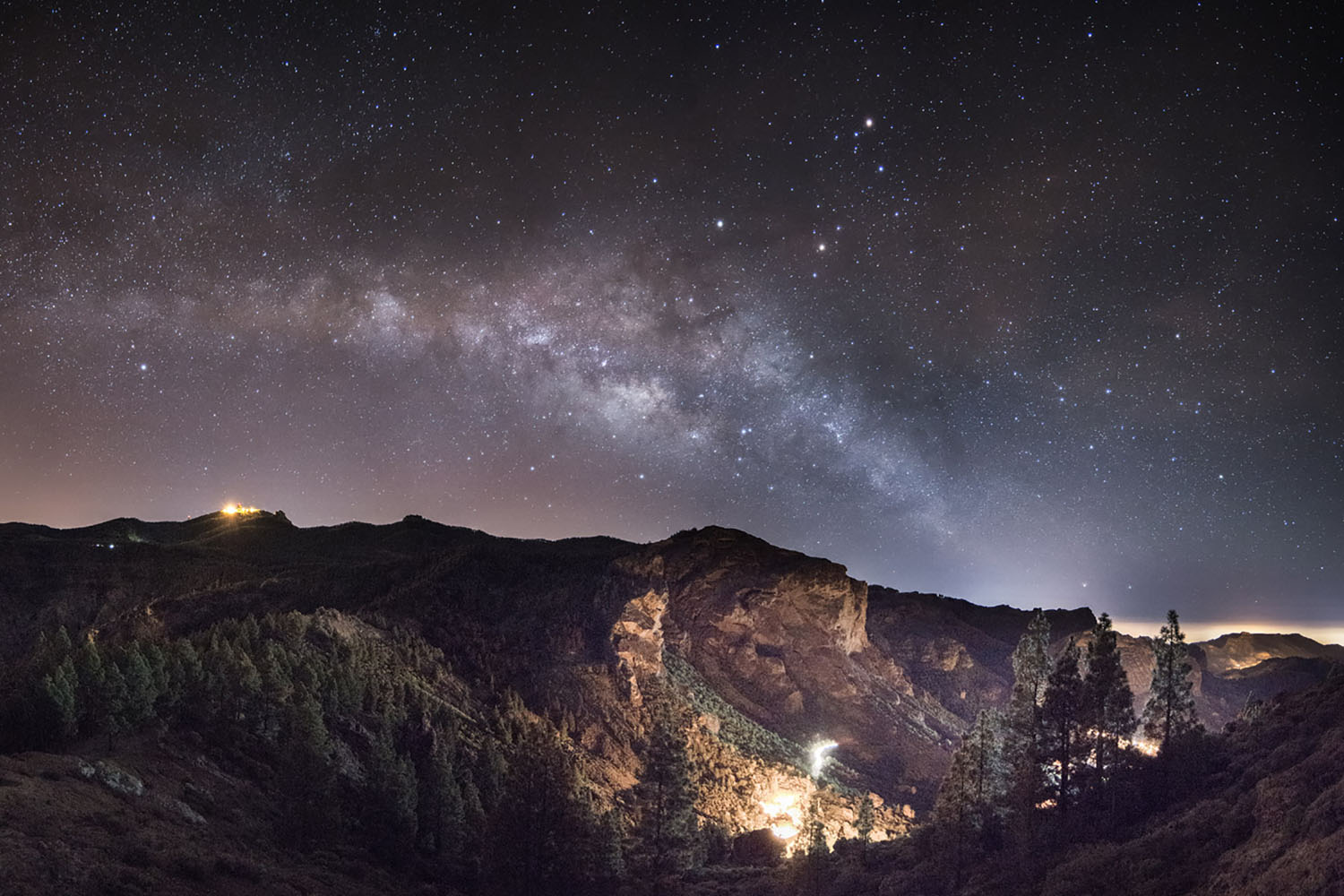 Stars over a mountain