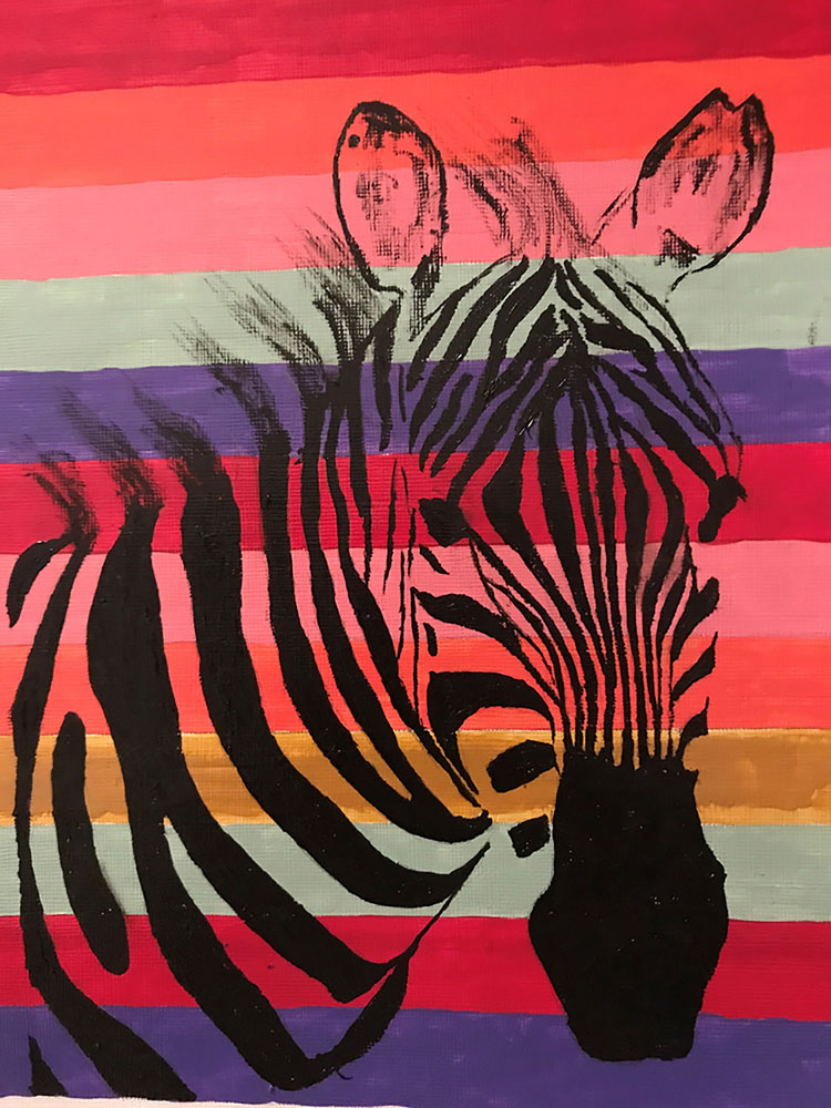 A painting of a Zebra