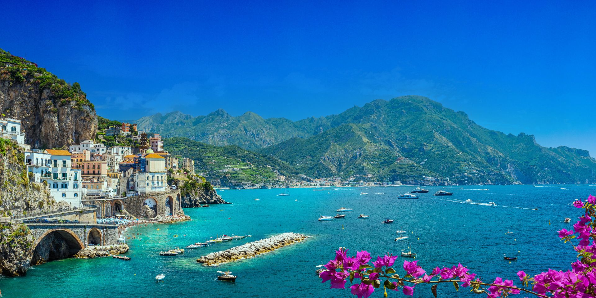 Sun soaked view of Amalfi Coast, Italy. !'carousel'