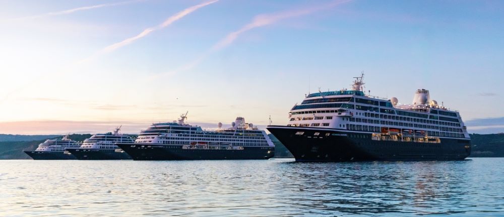docked sister cruise ships in harbor