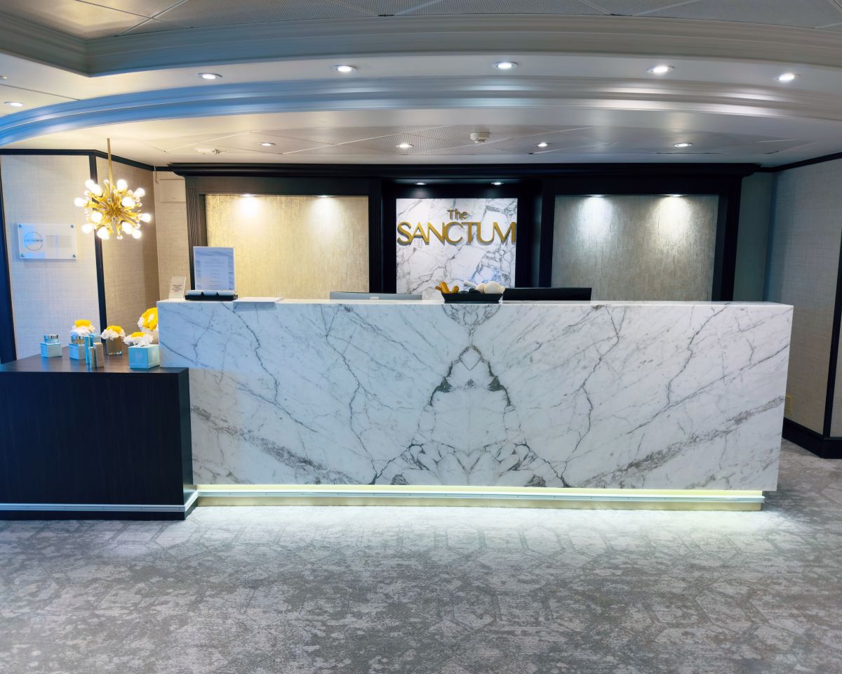 View of reception area of the Sanctum Spa