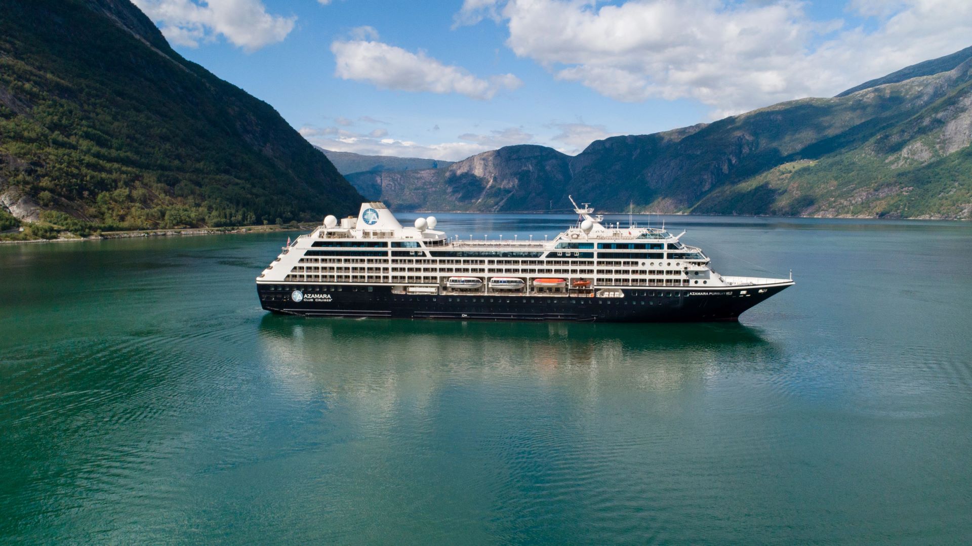 Aerial view of ship in Eidfjord