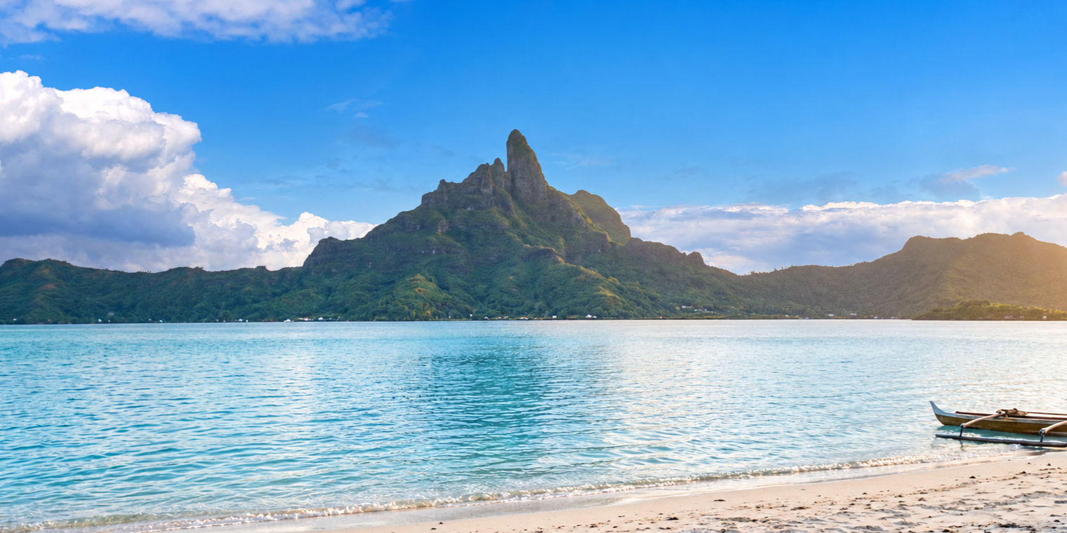 Mount Otemanu across Bora Bora’s turquoise lagoon