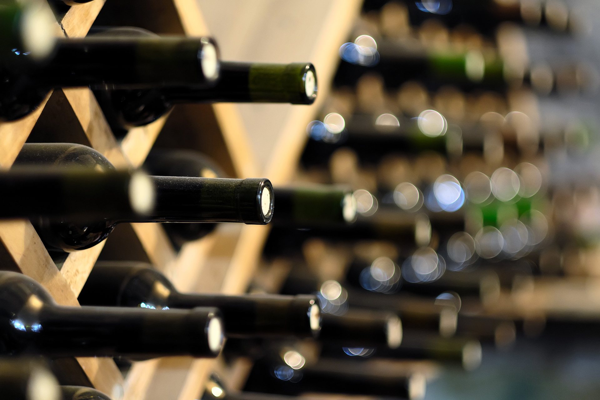 wine bottles in wine case